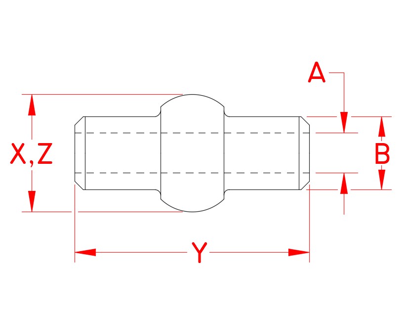 Stainless Steel Double Shank Ball, S0756-0001, S0756-0002, S0756-0003, S0756-0004, S0756-0005, S0756-0006, S0756-0007, S0756-0009, Line Drawing